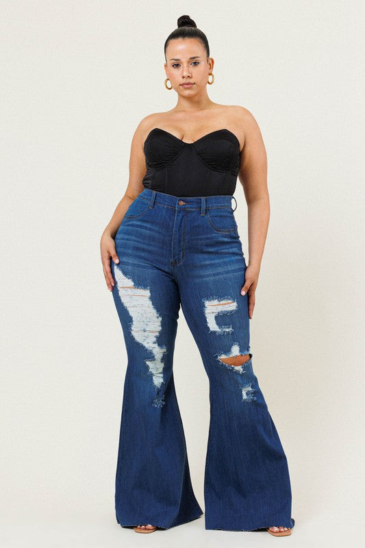 Adena | Distressed High Waist Flare Jeans *Sale*