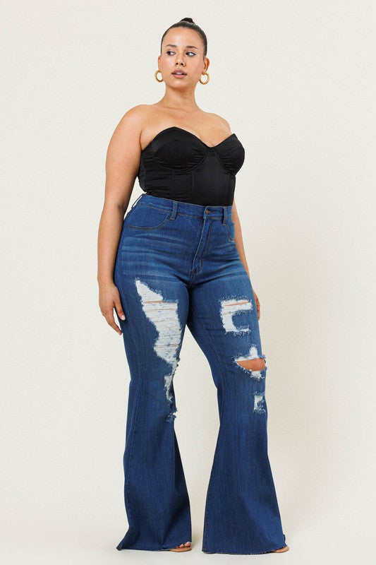 Adena | Distressed High Waist Flare Jeans *Sale*
