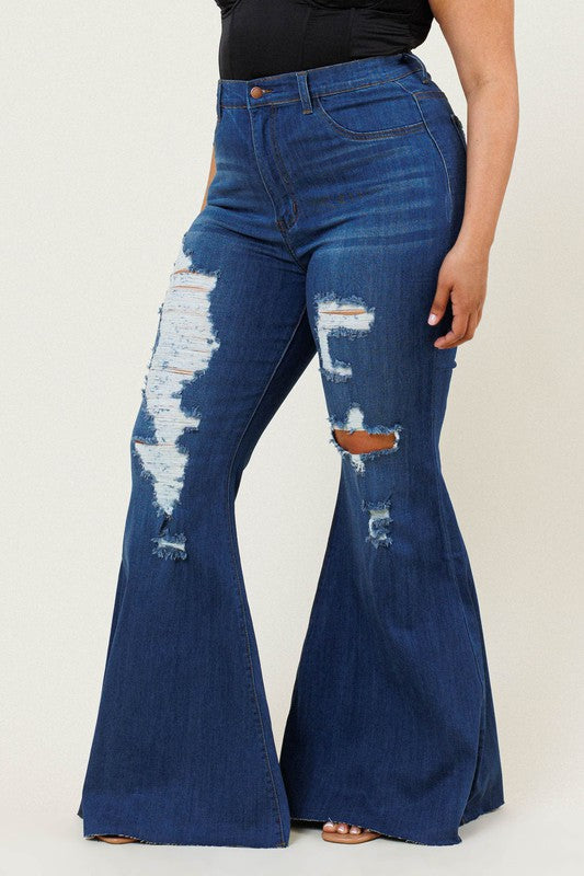 Adena | Distressed High Waist Flare Jeans *Sale*