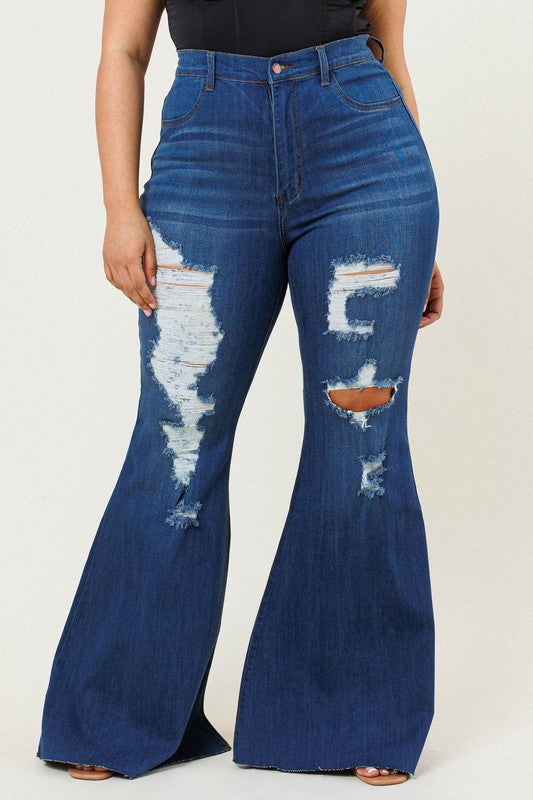 Adena | Distressed High Waist Flare Jeans *Sale*