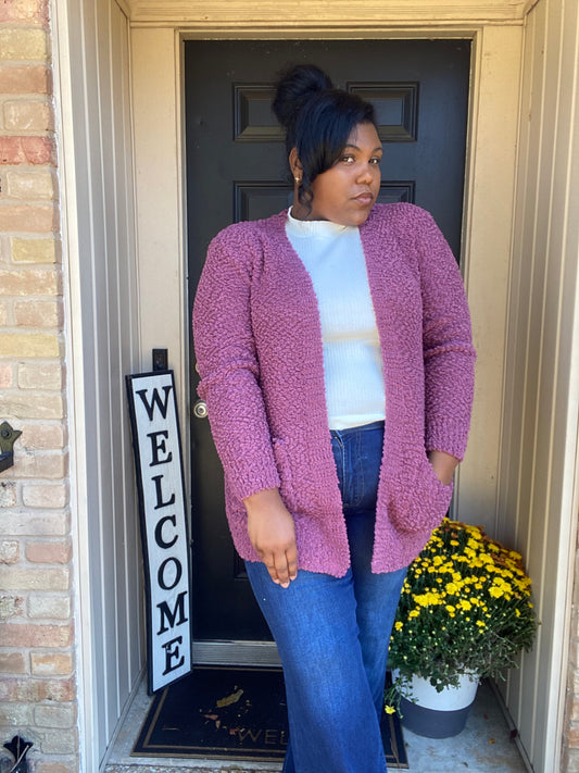 Feeling Cozy Cardigan (Eggplant)