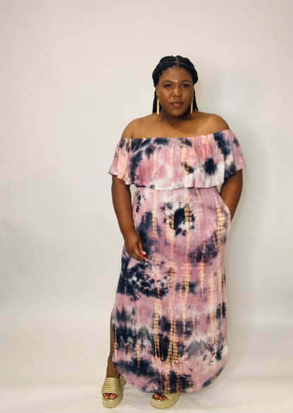 On the Beach Maxi Tie Dye Dress in Mauve *Sale*