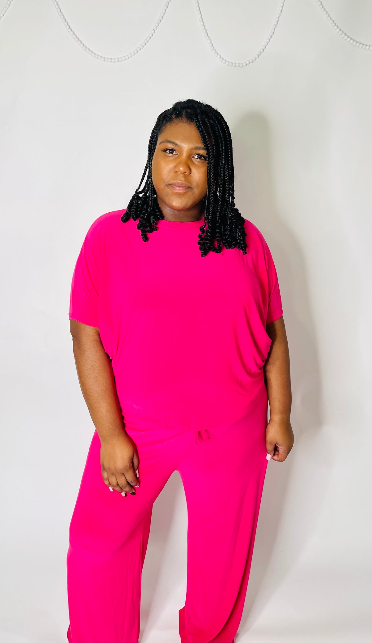Dear Scarlett Flowy Top & Wide Leg Set-Fuchsia