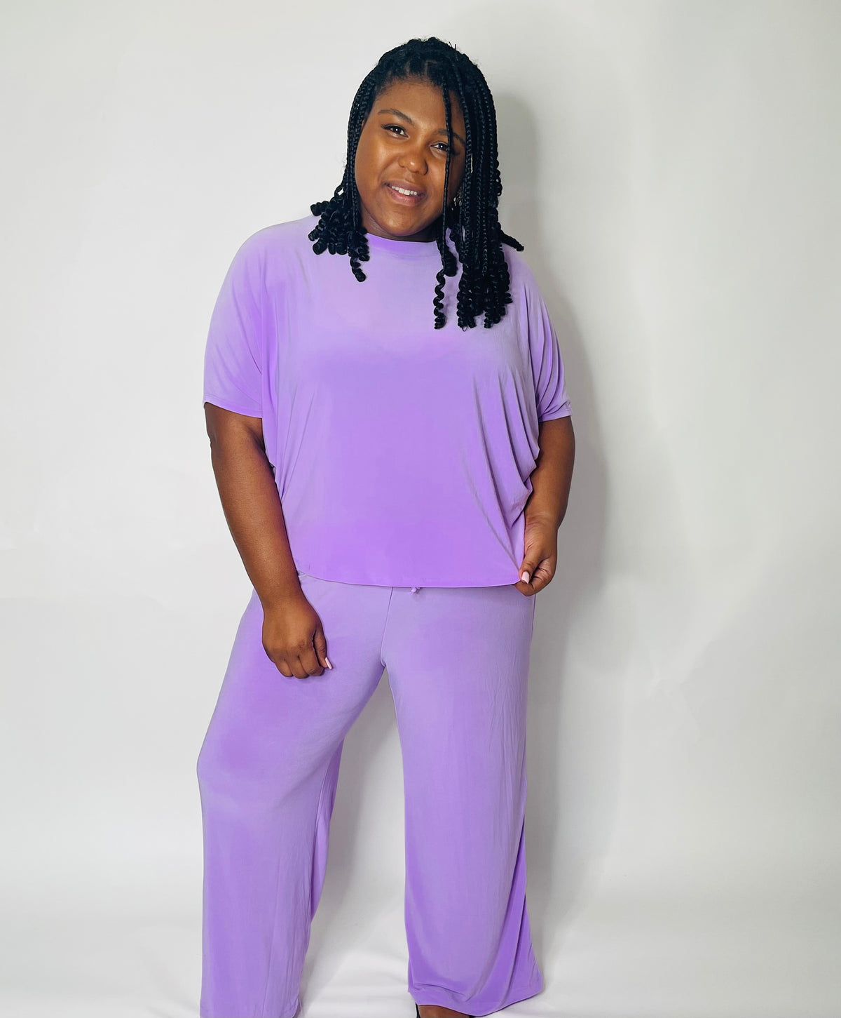 Dear Scarlett Flowy Top & Wide Leg Set-Lilac