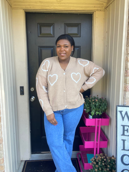 Neutral LOVE Heart Cardigan