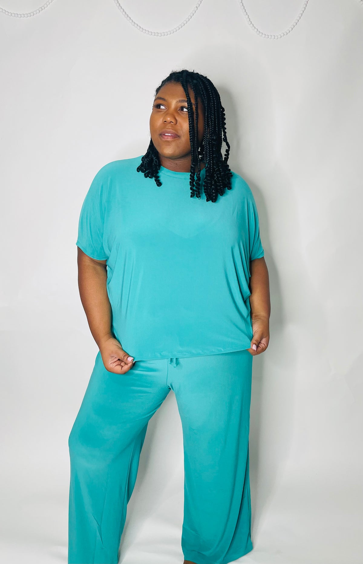 Dear Scarlett Flowy Top & Wide Leg Set-Emerald
