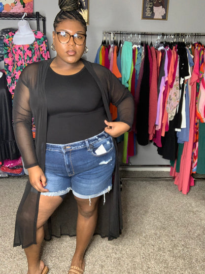 Sheer Mesh Cardigan (Black) *Sale*