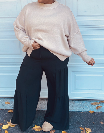 Tiana Tiered Pants-Black