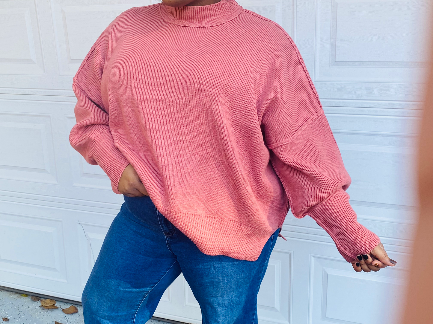 Cozy Luxe Ribbed Oversized Sweater-Winter Rose