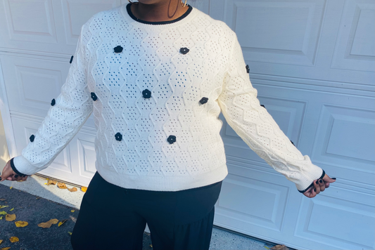 Vintage Style Knit Floral Sweater