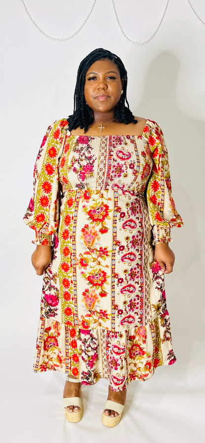 Floral Printed Bohemian Maxi Dress