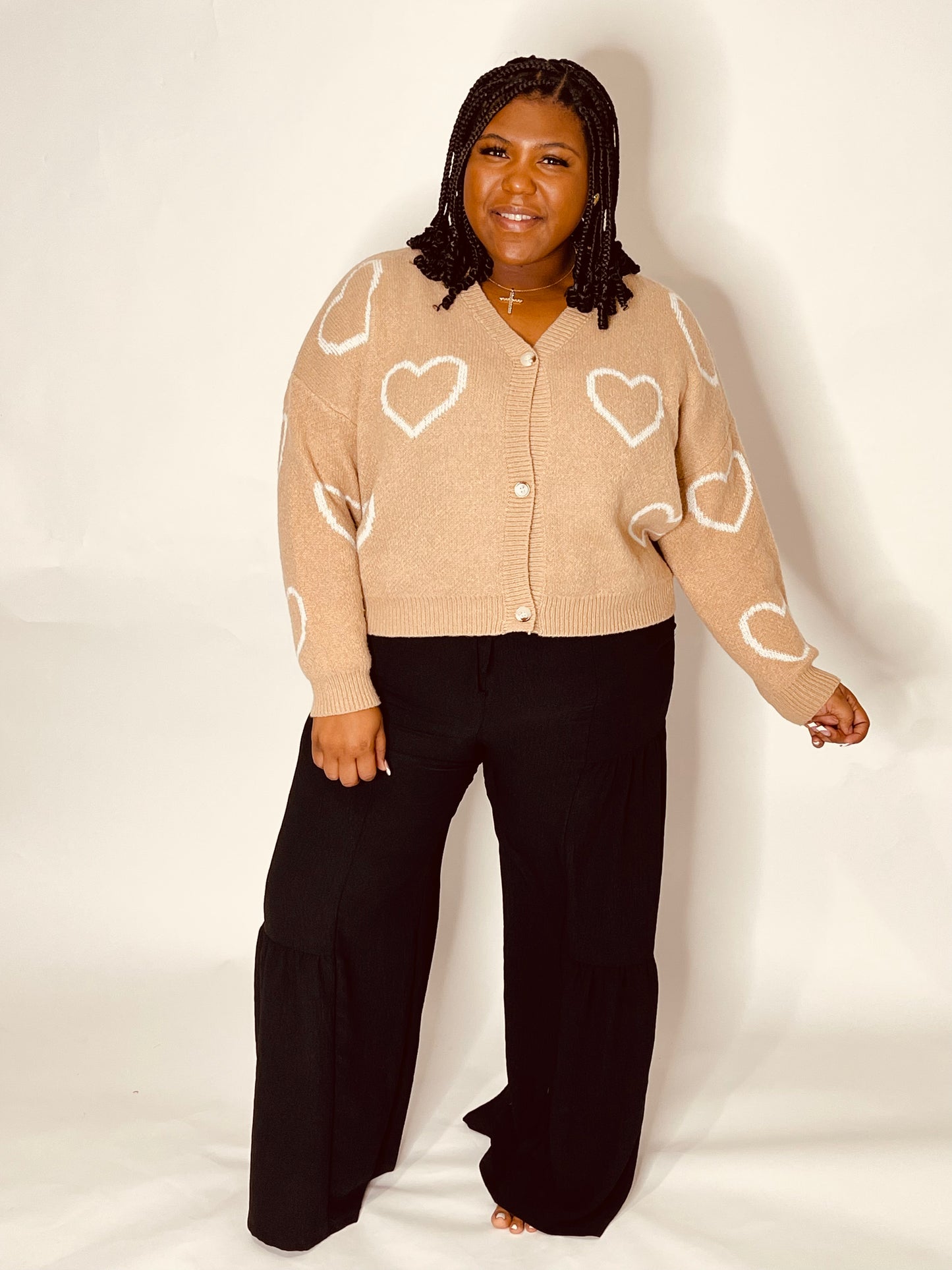 Neutral LOVE Heart Cardigan