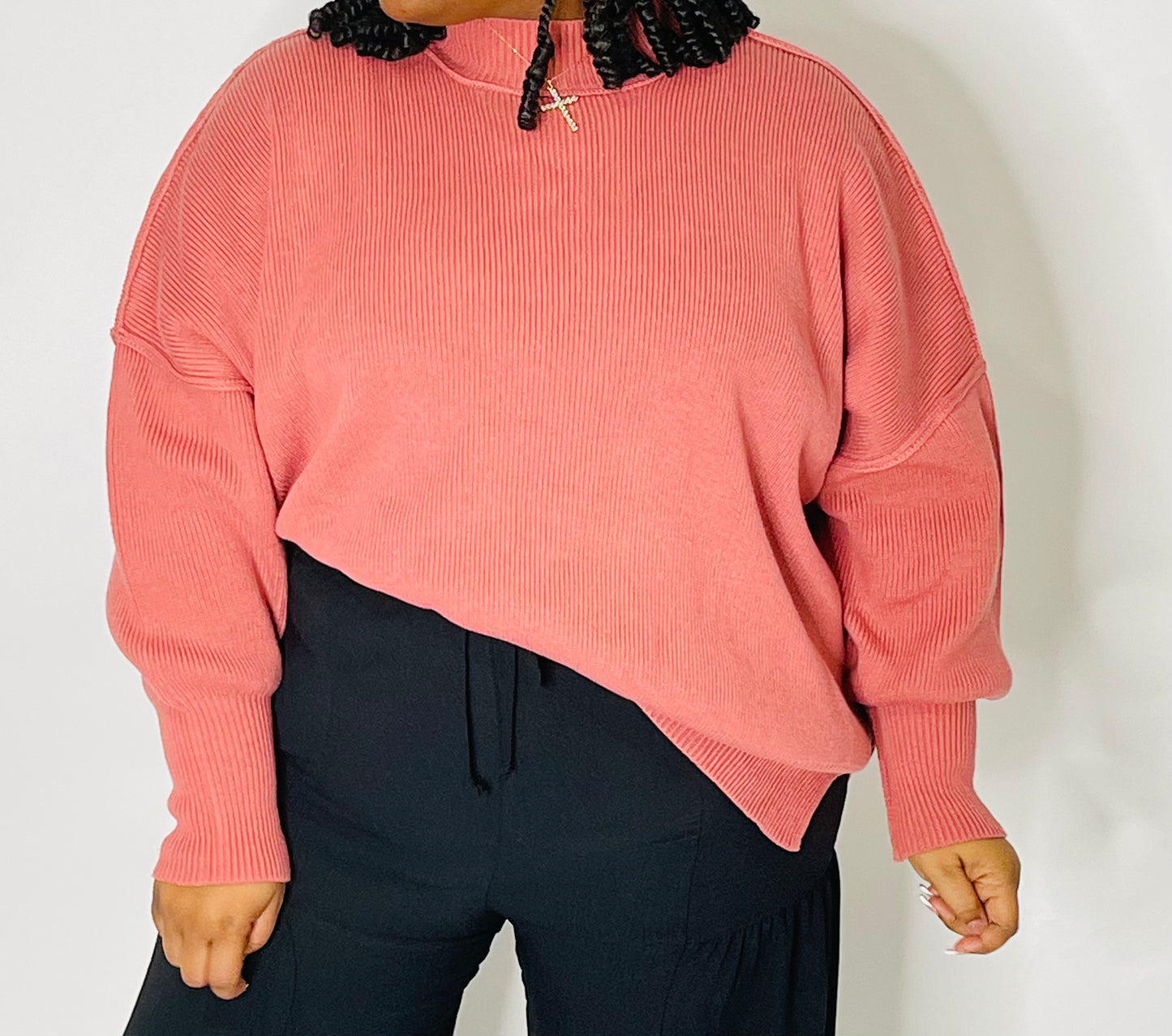 Cozy Luxe Ribbed Oversized Sweater-Winter Rose