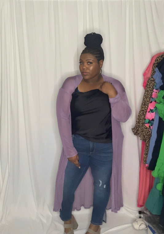 Sheer Mesh Cardigan (Lilac) (GV)