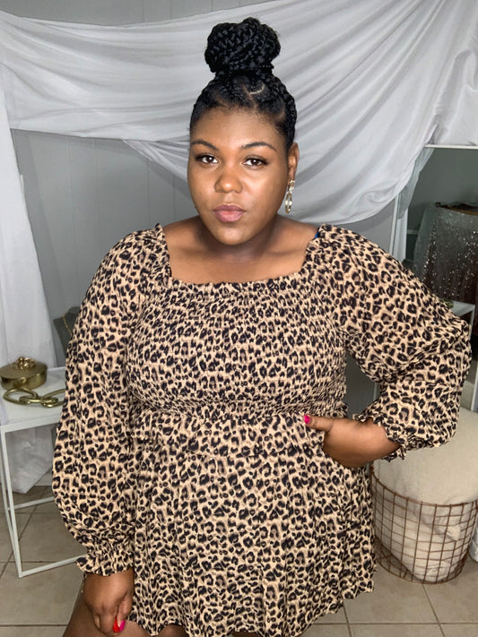 Rushed Leopard Long Sleeve Blouse