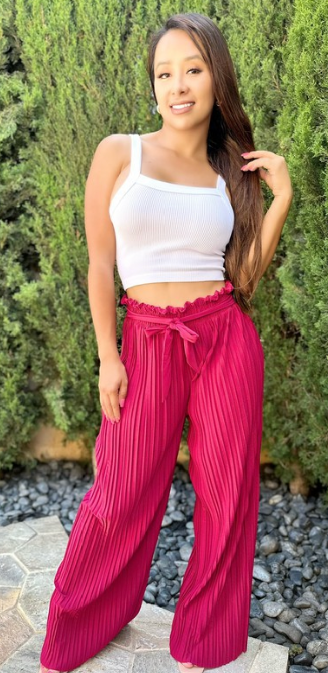 Cerise Pleated Pants *Sale*