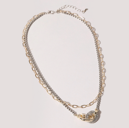 Double Chain 2T Link Ring Necklace