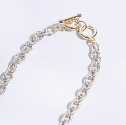 Pave Heart Charm Link Chain Necklace