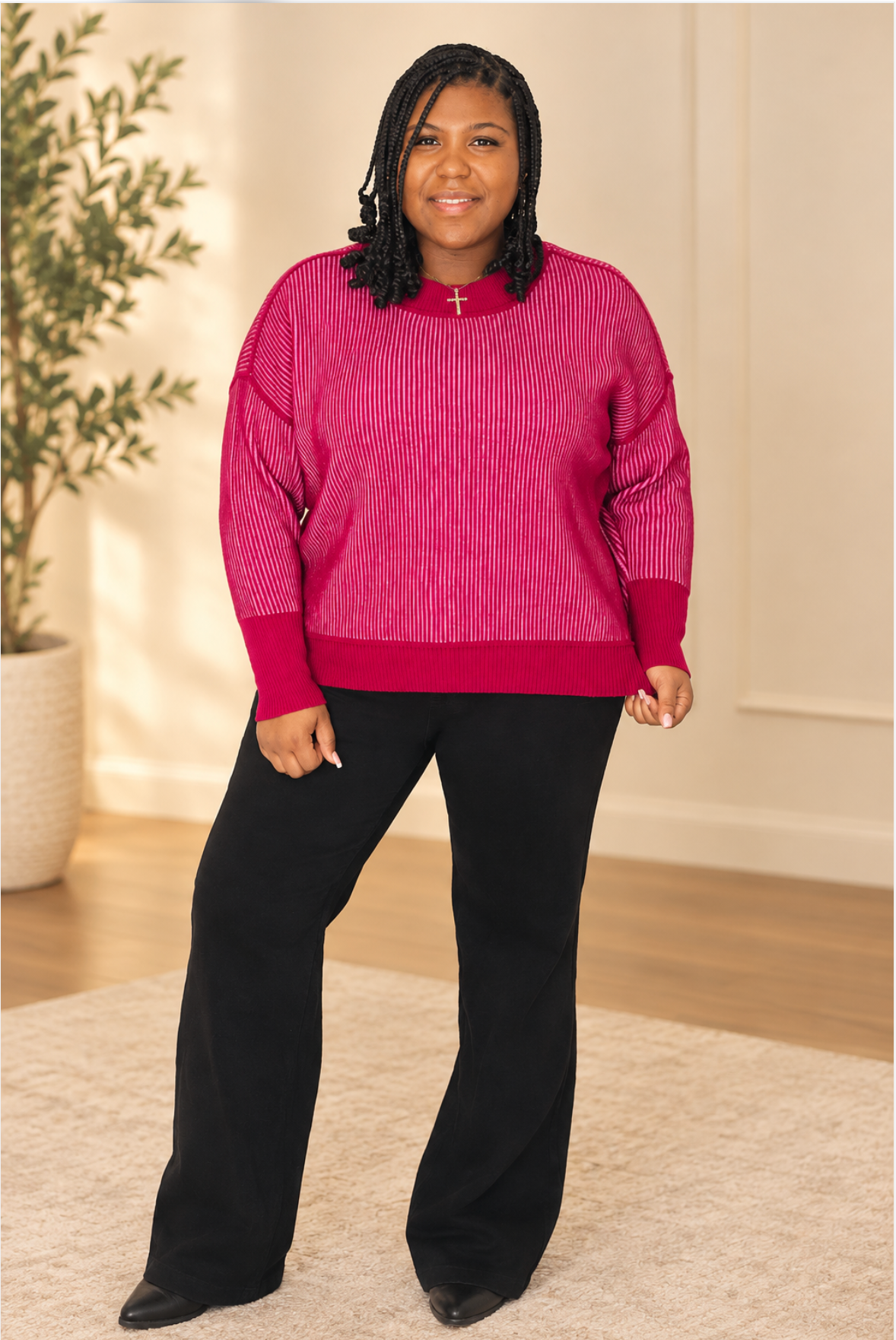 Cabernet Kiss Stitch Sweater