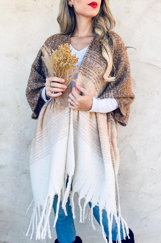 Mocha Fringe Kimono Cardigan