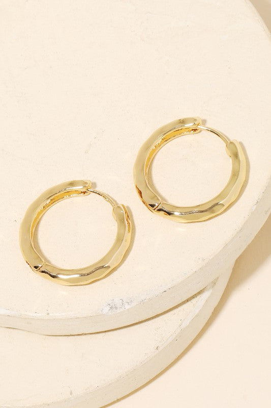 Euro Small Gold Hammered Hoop Earrings *Sale*