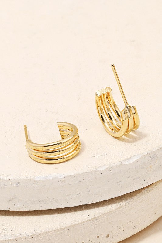 Small Gold 3-Strand Hoop Earrings *Sale*