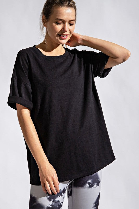 Round Neckline Top- Black *Sale*
