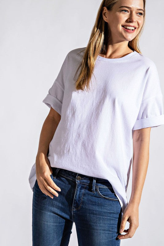 Round Neckline Top-White *Sale*