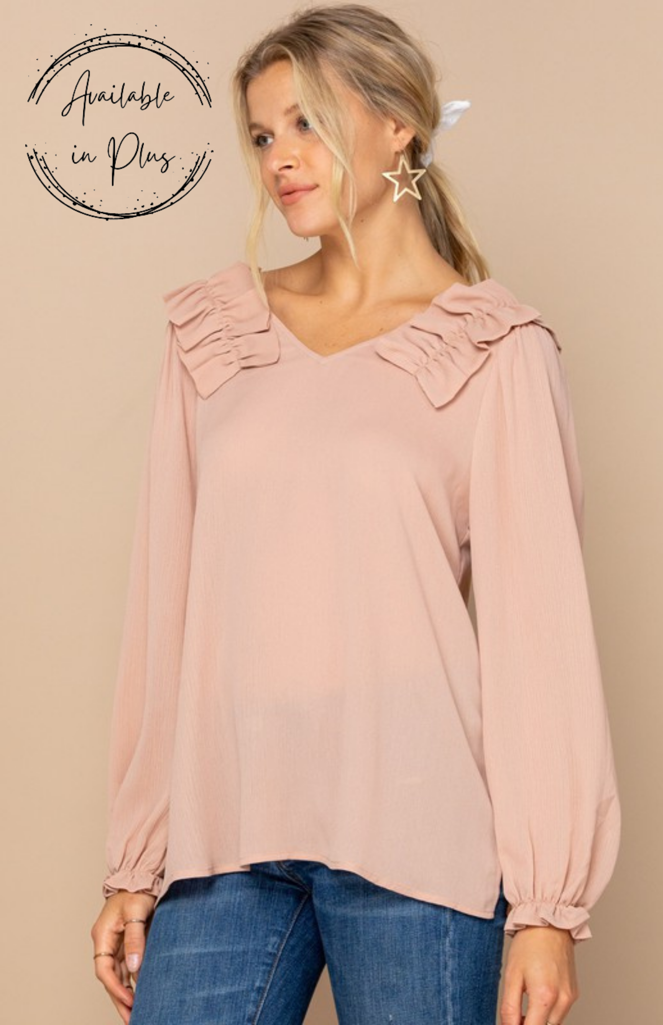 About Business Rushed Long Sleeve Blouse-Mauve *Sale*